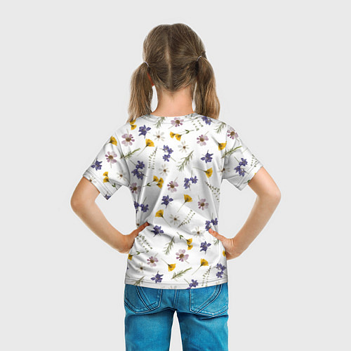 Детская футболка Простые цветы на белом фоне / 3D-принт – фото 6