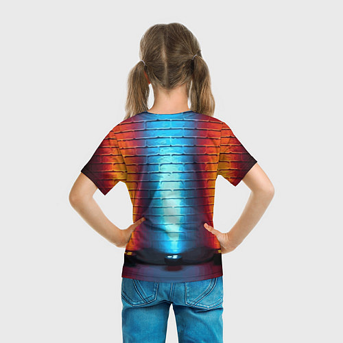 Детская футболка Кирпичная стена Неон / 3D-принт – фото 6