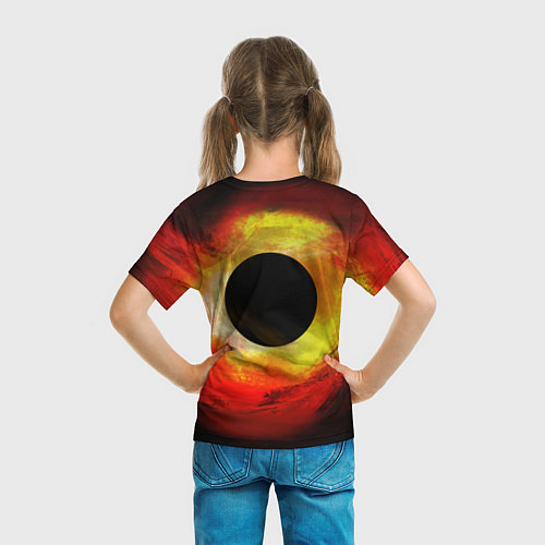 Детская футболка Черная дыра на красно-желтом фоне / 3D-принт – фото 6