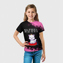 Футболка детская Марина - КОШКА - Брызги, цвет: 3D-принт — фото 2