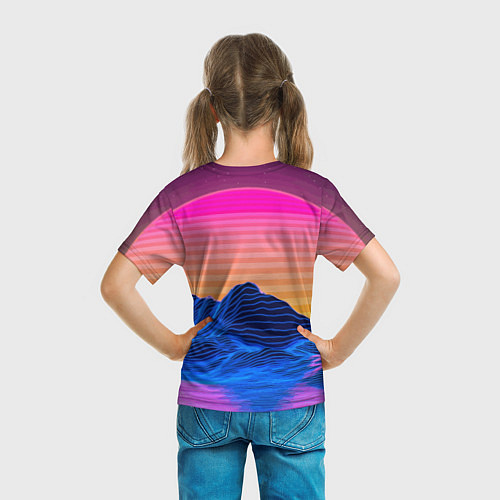 Детская футболка Vaporwave Mountains Психоделика Неон / 3D-принт – фото 6