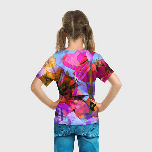 Детская футболка Красочный летний цветочный паттерн Summer color pa / 3D-принт – фото 6