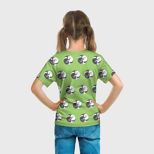 Детская футболка Орнамент котики инь янь / 3D-принт – фото 6
