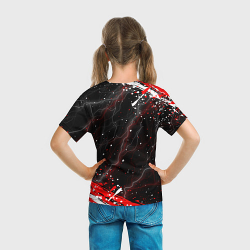 Детская футболка THE WITCHER ВОЛК БРЫЗГИ КРАСОК МОЛНИИ / 3D-принт – фото 6