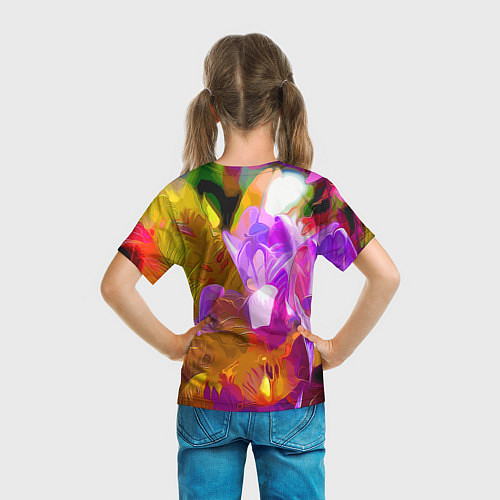 Детская футболка Красочный цветочный узор Лето Colorful Floral Patt / 3D-принт – фото 6