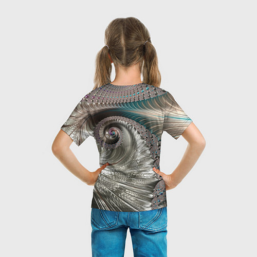 Детская футболка Fractal pattern Spiral Серебристый фрактал спираль / 3D-принт – фото 6