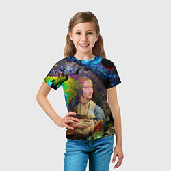 Футболка детская Чечилия Галлерани - Дама с горностаем под фрактала, цвет: 3D-принт — фото 2