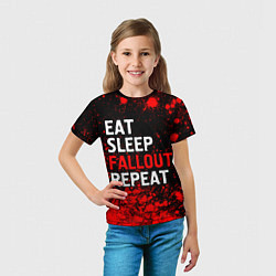 Футболка детская Eat Sleep Fallout Repeat Краска, цвет: 3D-принт — фото 2
