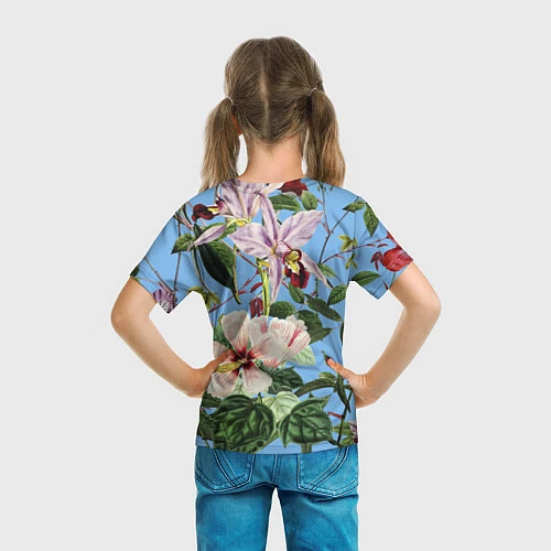 Детская футболка Цветы Сине-Цветочный Букет / 3D-принт – фото 6