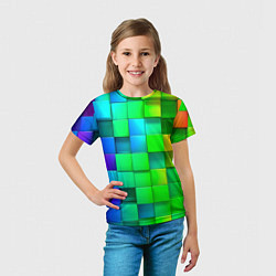 Футболка детская РАЗНОЦВЕТНЫЕ КУБИКИ MULTICOLORED CUBES, цвет: 3D-принт — фото 2