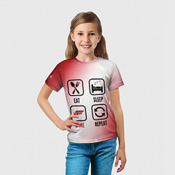 Футболка детская Eat Sleep Forza Horizon Repeat, цвет: 3D-принт — фото 2