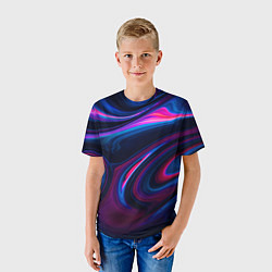 Футболка детская Неоновые разводы Neon streaks, цвет: 3D-принт — фото 2