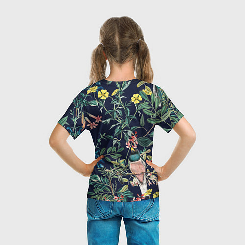 Детская футболка Цветы и Розовые Птицы В Саду / 3D-принт – фото 6