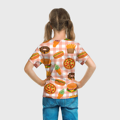 Детская футболка PIZZA DONUT BURGER FRIES ICE CREAM pattern / 3D-принт – фото 6