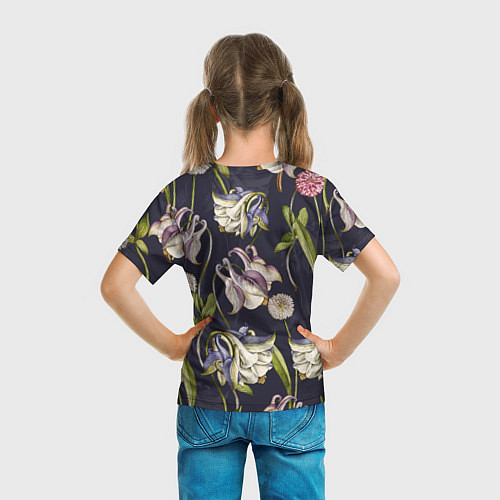 Детская футболка Цветы Аквилегии / 3D-принт – фото 6