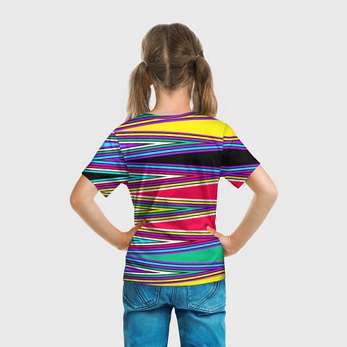 Детская футболка Разноцветный радужный полосатый принт / 3D-принт – фото 6