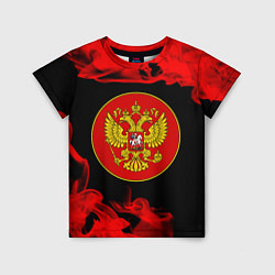 Футболка детская RUSSIA - ГЕРБ - Пламя, цвет: 3D-принт