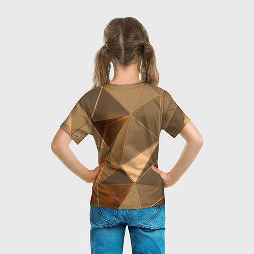 Детская футболка Золотые 3D треугольники / 3D-принт – фото 6
