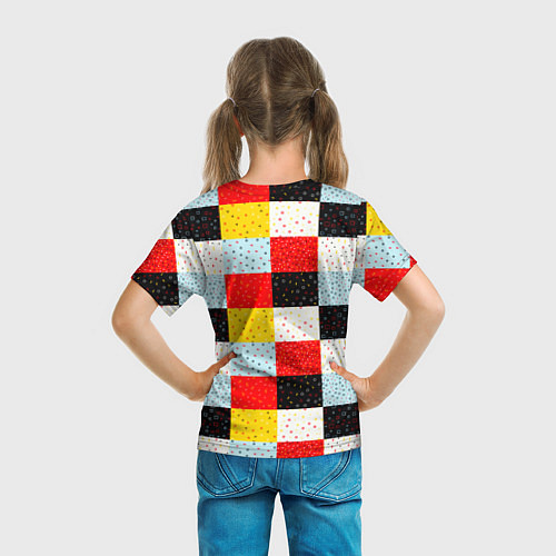 Детская футболка MULTICOLORED SQUARE MOSAIC / 3D-принт – фото 6
