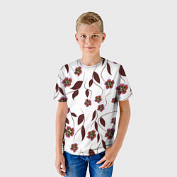 Футболка детская Розовые цветы вишни на светлом фоне, цвет: 3D-принт — фото 2