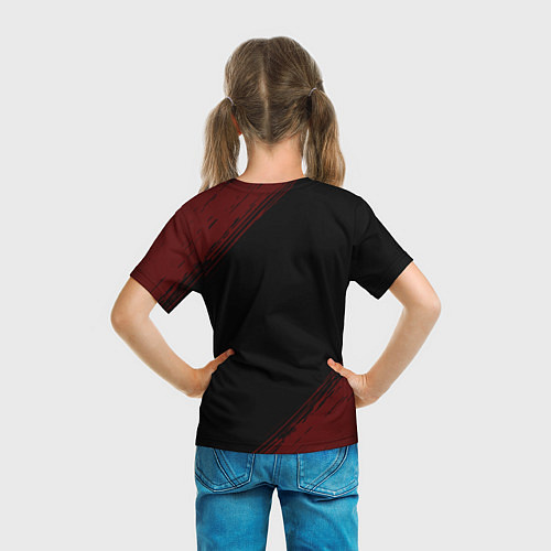 Детская футболка Символ God of War и краска вокруг на темном фоне / 3D-принт – фото 6