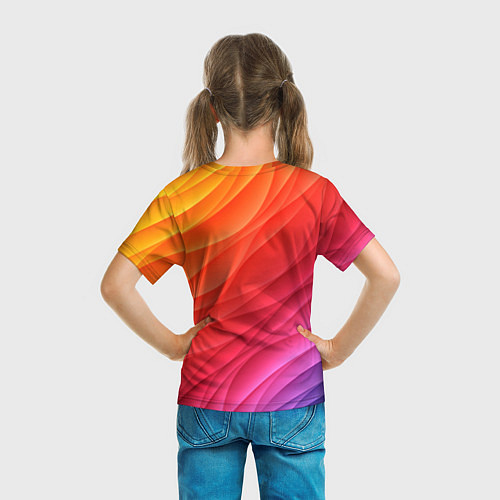 Детская футболка Разноцветные цифровые волны / 3D-принт – фото 6
