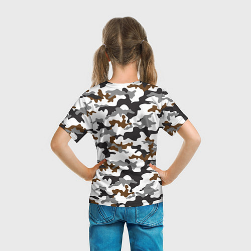 Детская футболка Камуфляж Чёрно-Белый Camouflage Black-White / 3D-принт – фото 6