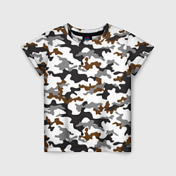 Футболка детская Камуфляж Чёрно-Белый Camouflage Black-White, цвет: 3D-принт