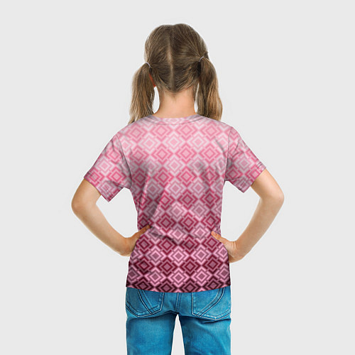 Детская футболка Розовый геометрический градиентный узор / 3D-принт – фото 6