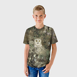 Футболка детская Сова на абстрактном коричневом фоне, цвет: 3D-принт — фото 2