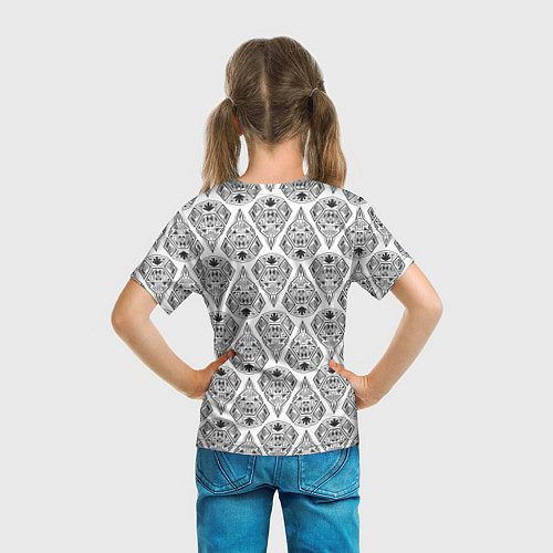 Детская футболка Черно-белый геометрический узор Арт деко / 3D-принт – фото 6