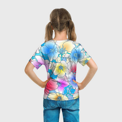 Детская футболка Летний цветочный паттерн Fashion trend 2025 / 3D-принт – фото 6