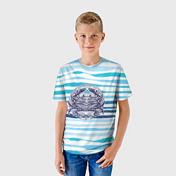 Футболка детская Синий крабик, цвет: 3D-принт — фото 2