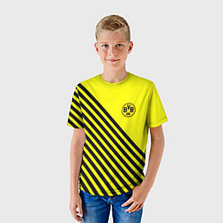 Футболка детская Borussia черные полосы, цвет: 3D-принт — фото 2