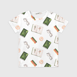 Футболка детская Узор Очки, Книги, Свечи, цвет: 3D-принт