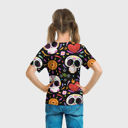Детская футболка Веселые черепа в цветах / 3D-принт – фото 6
