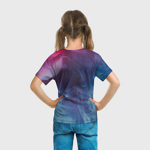 Детская футболка Неоновый дым - Голубой и розовый / 3D-принт – фото 6