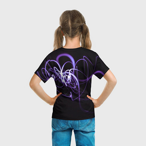 Детская футболка Неоновый узор - Фиолетовый / 3D-принт – фото 6