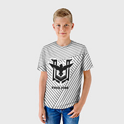 Футболка детская Символ Free Fire на светлом фоне с полосами, цвет: 3D-принт — фото 2