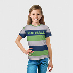 Футболка детская Цветные полосы текст футбол Text football colored, цвет: 3D-принт — фото 2