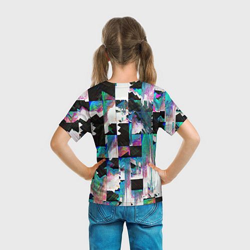 Детская футболка Glitch Abstract squares Глитч Абстрактные квадраты / 3D-принт – фото 6