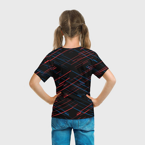 Детская футболка Psg красные синие чёрточки / 3D-принт – фото 6