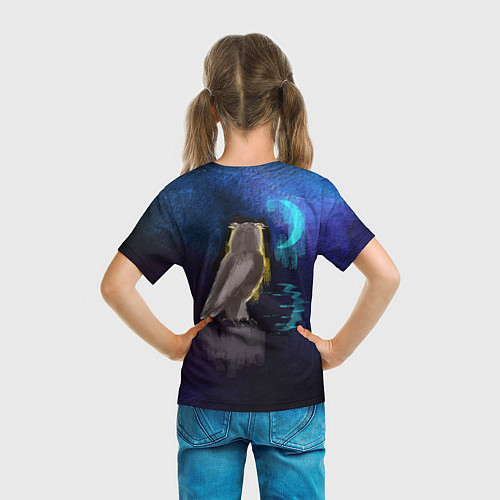 Детская футболка Сова с фонарем на фоне ночи / 3D-принт – фото 6