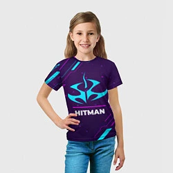 Футболка детская Символ Hitman в неоновых цветах на темном фоне, цвет: 3D-принт — фото 2