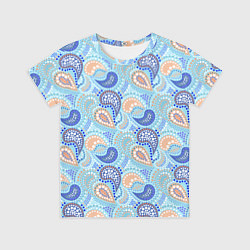 Футболка детская Турецкий огурец Turkish cucumber blue pattern, цвет: 3D-принт