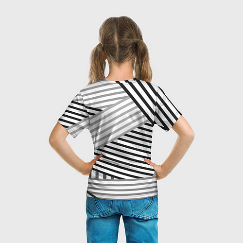 Детская футболка Полосатый узор в черно-белых цветах / 3D-принт – фото 6