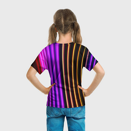 Детская футболка Неоновые линейные фонари - Фиолетовый / 3D-принт – фото 6