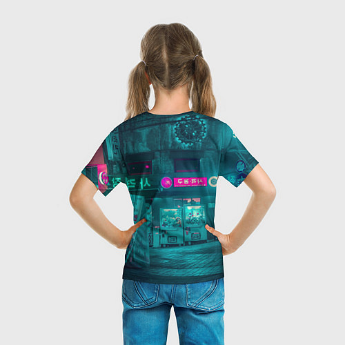 Детская футболка Неоновые улицы - Светло-синий / 3D-принт – фото 6