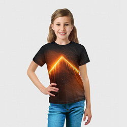 Футболка детская Неоновая крыша здания - Оранжевый, цвет: 3D-принт — фото 2