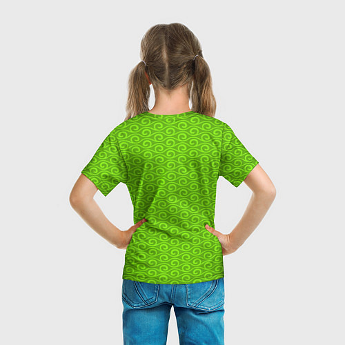 Детская футболка Зеленые волнистые узоры / 3D-принт – фото 6